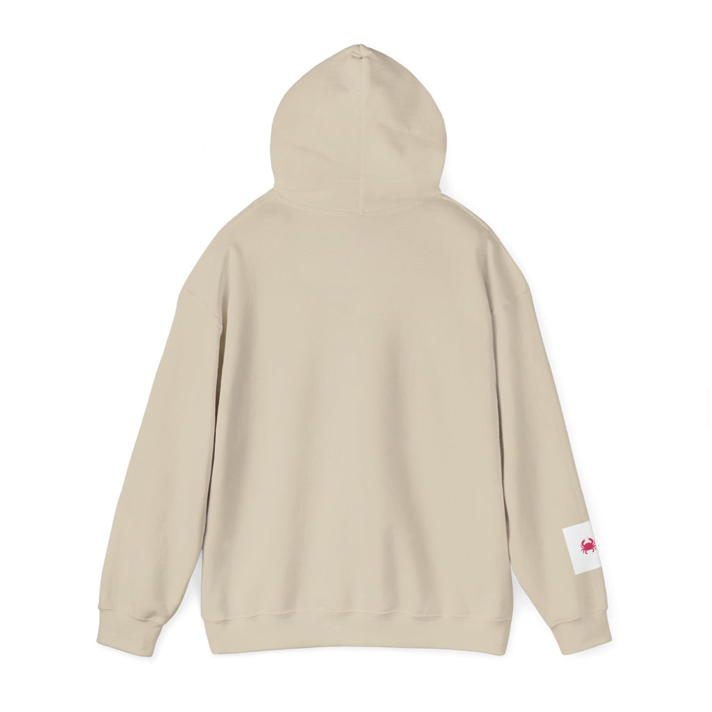 Beach Hoodie — "Salty Little Beach" Graphic Pullover with Crab Accent