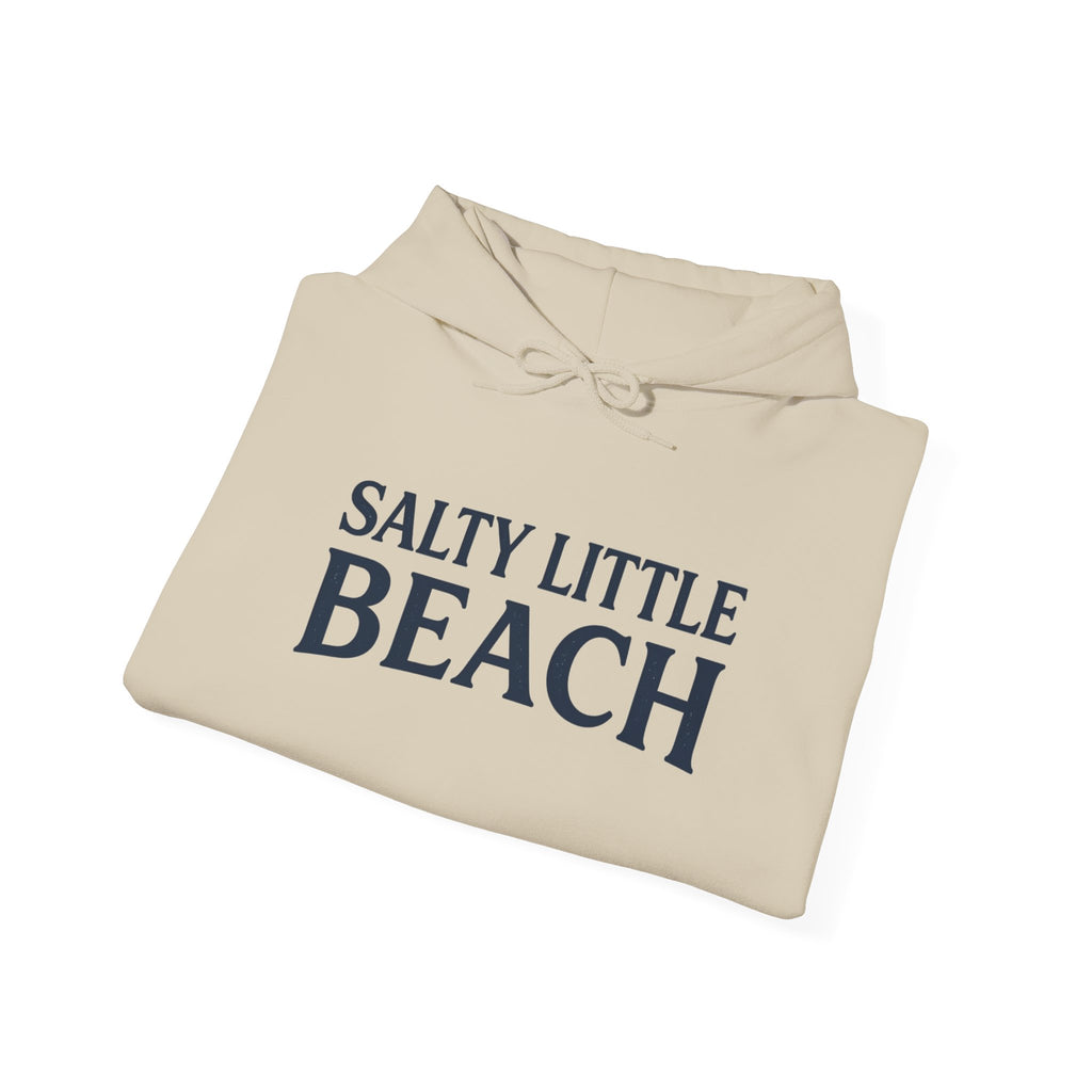 Beach Hoodie — "Salty Little Beach" Graphic Pullover with Crab Accent