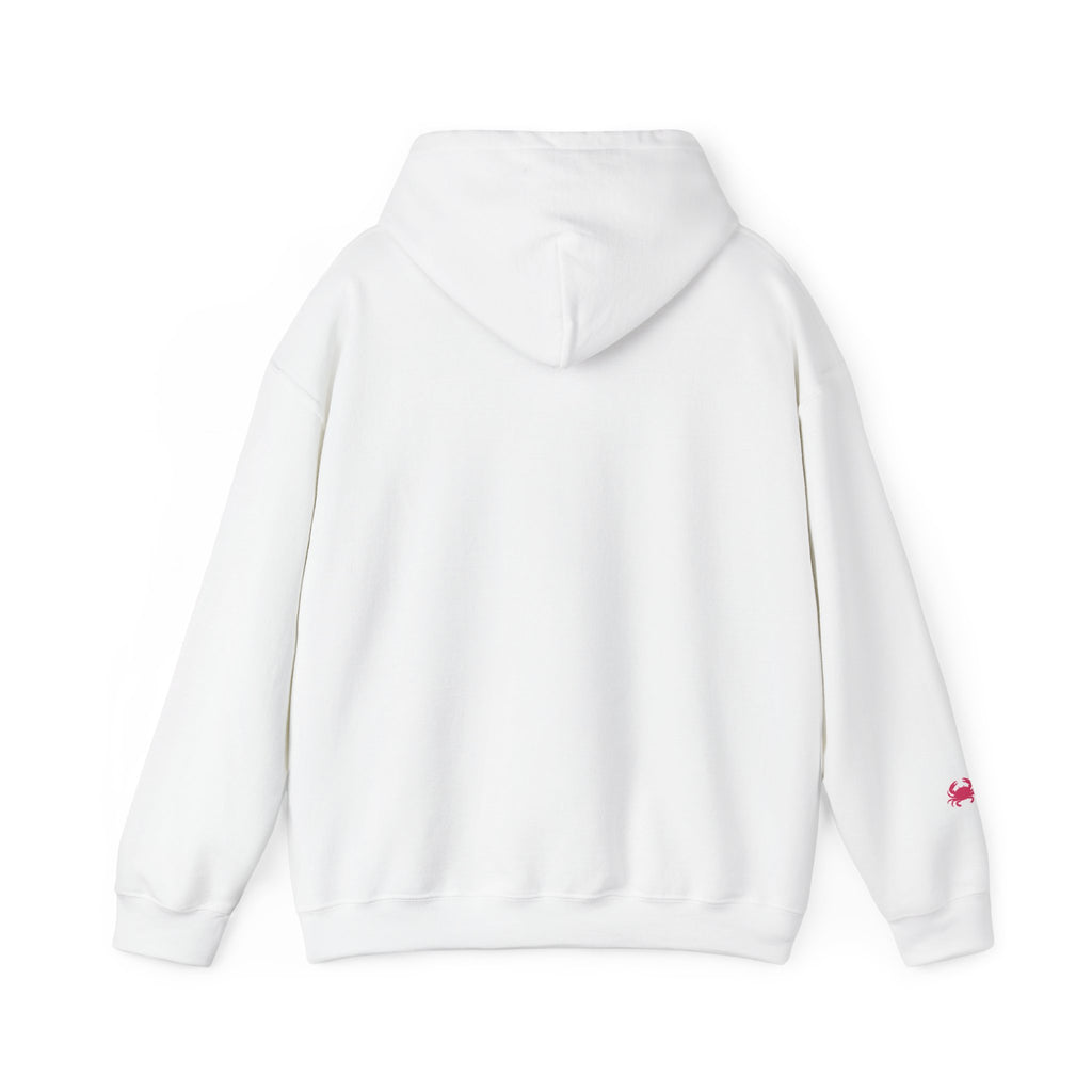 Beach Hoodie — "Salty Little Beach" Graphic Pullover with Crab Accent