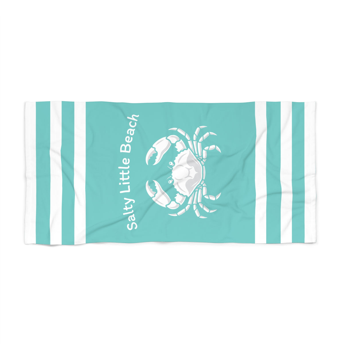 Turquoise Crab Beach Towel – "Salty Little Beach" Nautical Pool & Coastal Towel