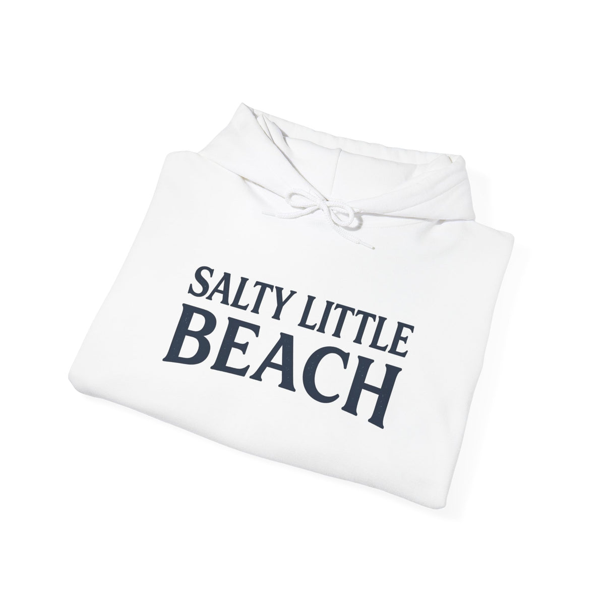 Beach Hoodie — "Salty Little Beach" Graphic Pullover with Crab Accent